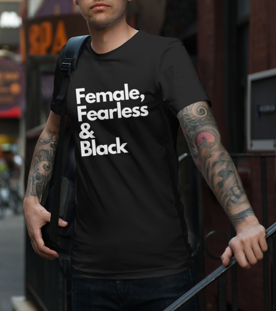 Female Fearless And Black T-Shirt