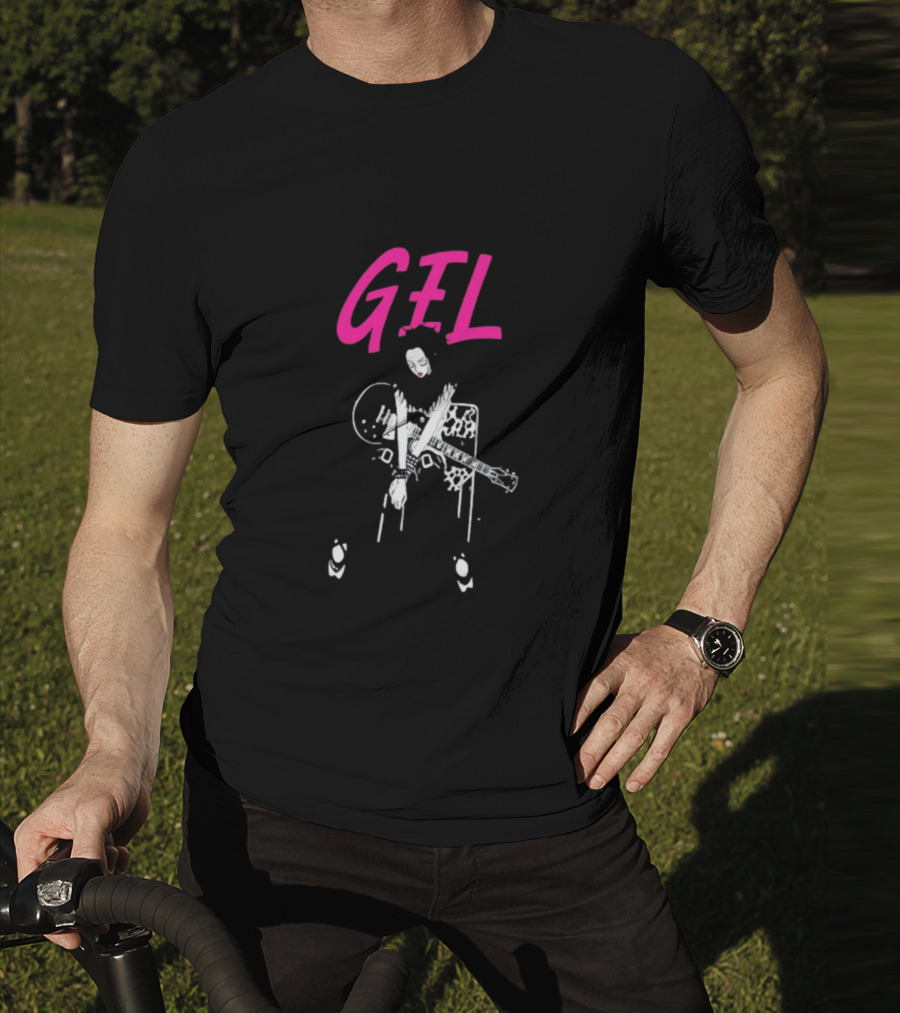 GELHARDCORE GEL NANA Guitar Girl Graphic Pink Lettering T-Shirt