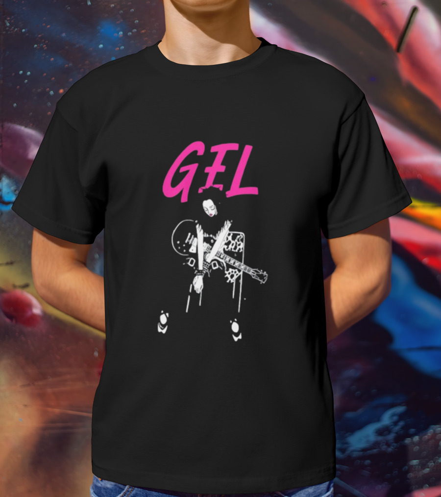 GELHARDCORE GEL NANA Guitar Girl Graphic Pink Lettering T-Shirt