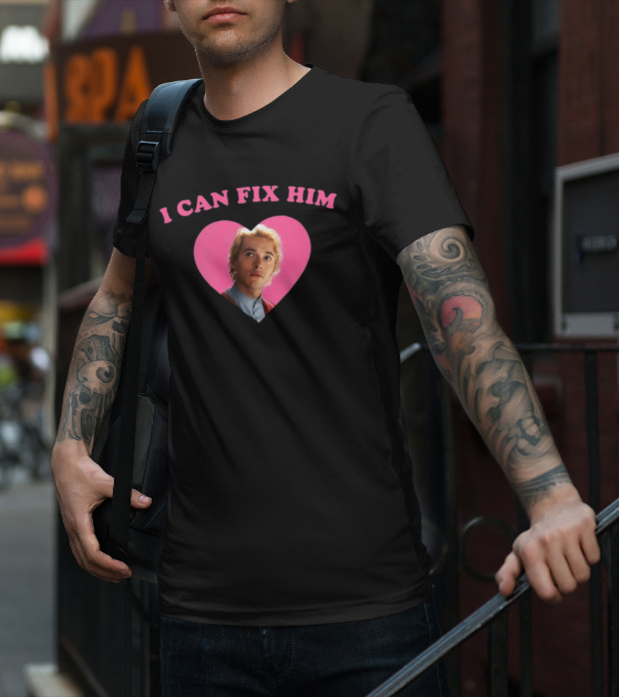 I Can Fix Him Heart Pink Background Tom Blyth T-Shirt