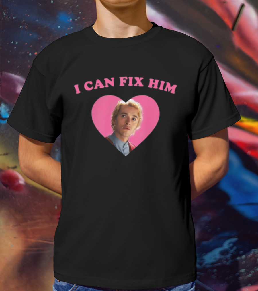 I Can Fix Him Heart Pink Background Tom Blyth T-Shirt
