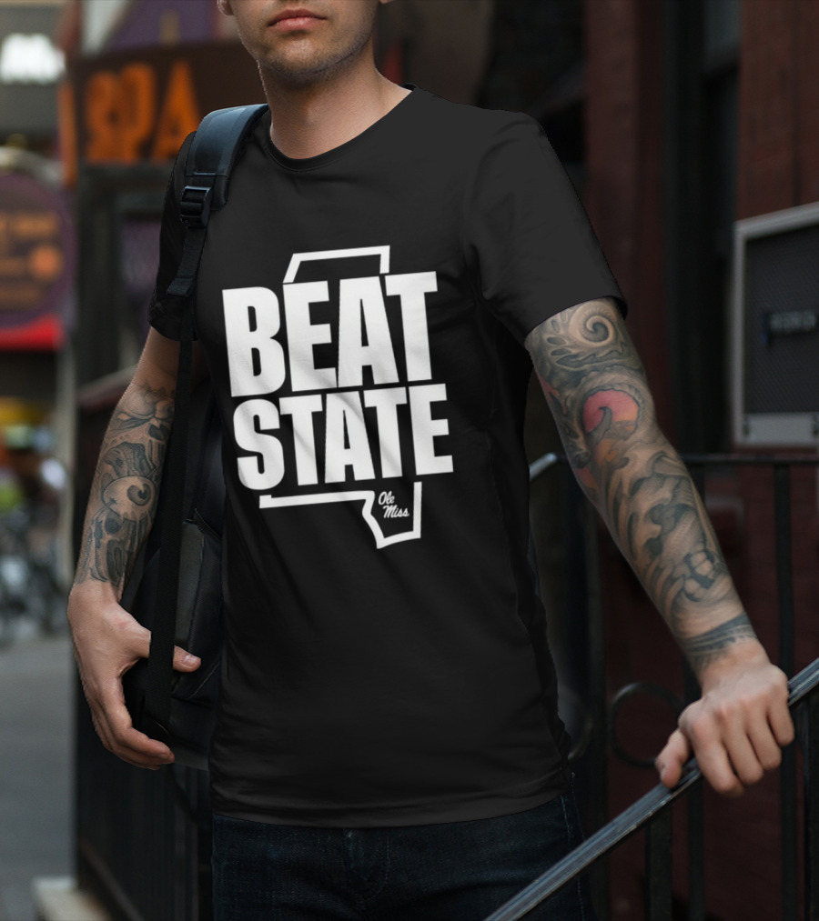 Beat State Ole Miss Mississippi Outline T-Shirt