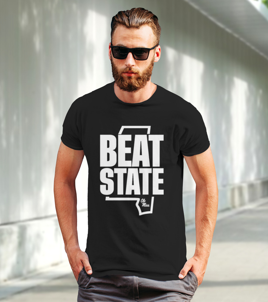 Beat State Ole Miss Mississippi Outline T-Shirt