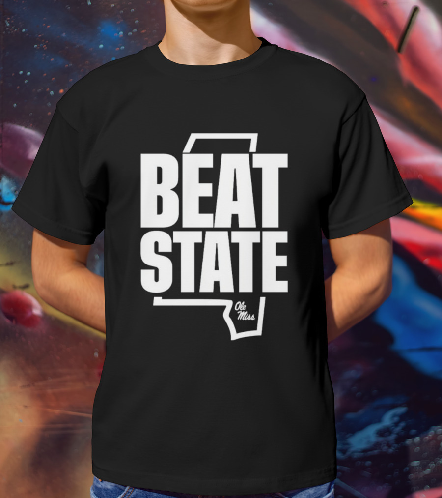 Beat State Ole Miss Mississippi Outline T-Shirt