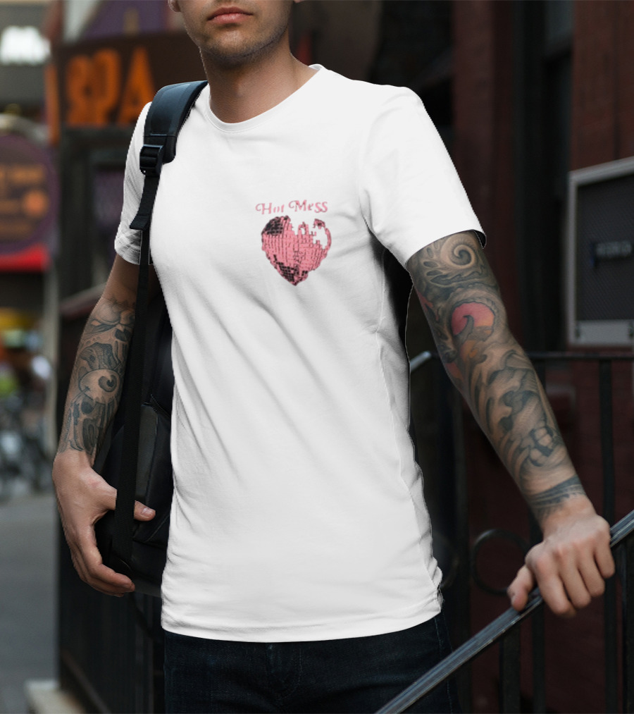 Hot Mess Pink Pixel Heart T-Shirt