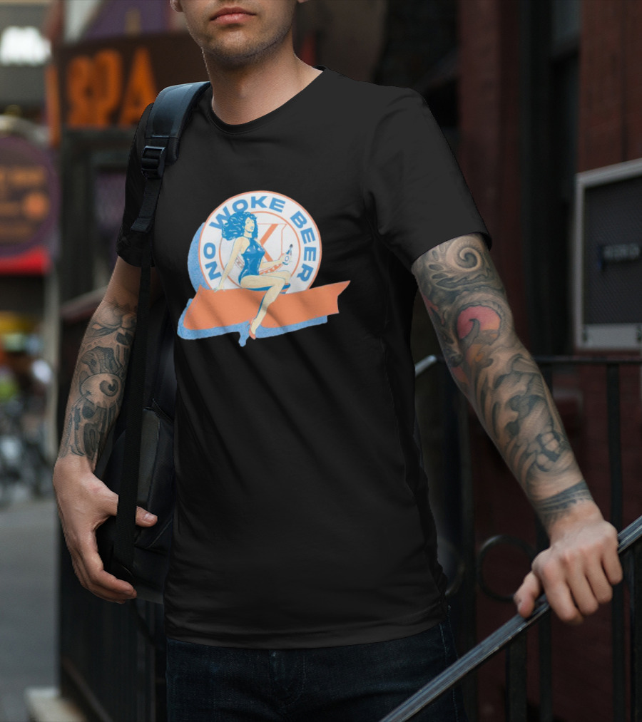 No Woke Beer Retro Pin-Up Style Beverage T-Shirt
