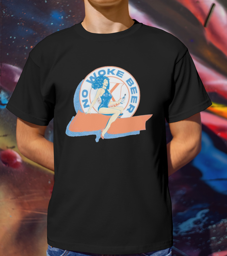 No Woke Beer Retro Pin-Up Style Beverage T-Shirt