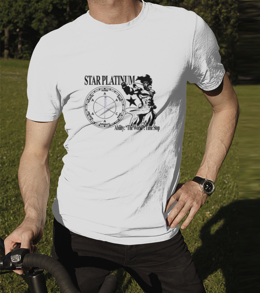 Star Platinum Ability The World Time Stop Diagram And Heroic Pose T-Shirt
