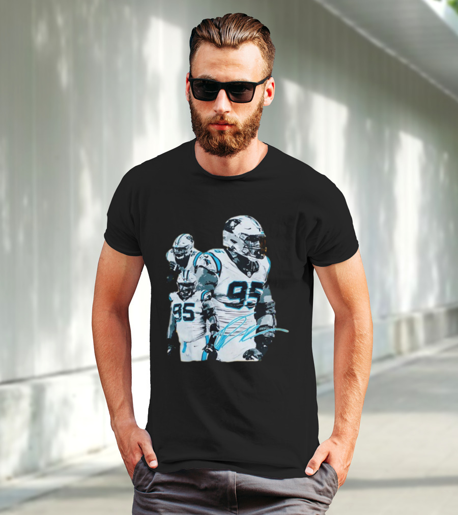 Kai Brown Wearing Carolina Panthers Derrick Brown 95 NFL Football T-Shirt