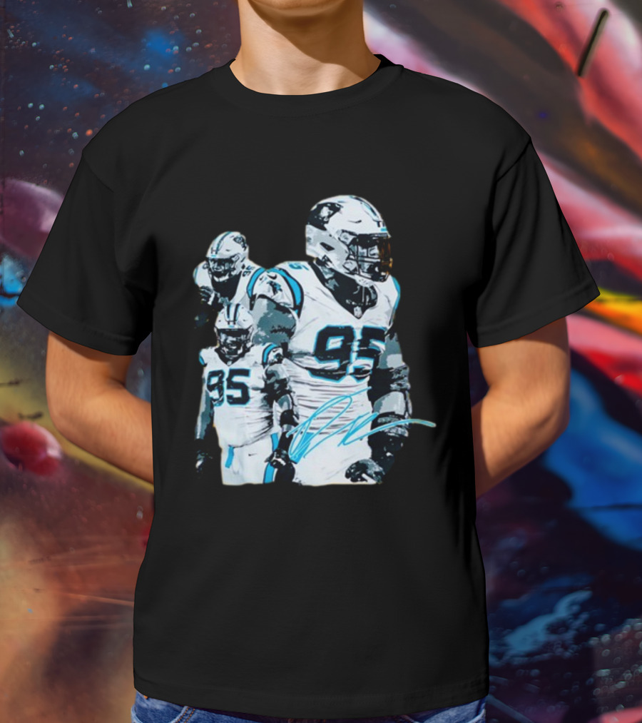 Kai Brown Wearing Carolina Panthers Derrick Brown 95 NFL Football T-Shirt