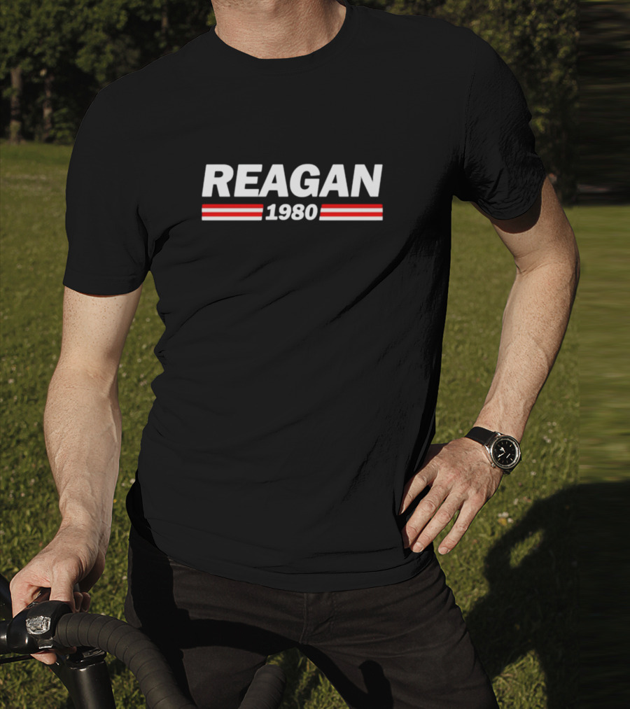 Reagan 1980 Campaign Vintage Style Retro Red White Stripes T-Shirt