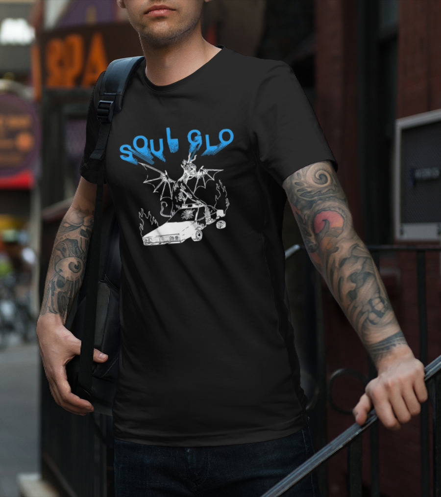 Soul Glo Dragon With Crashed Car And Flames T-Shirt