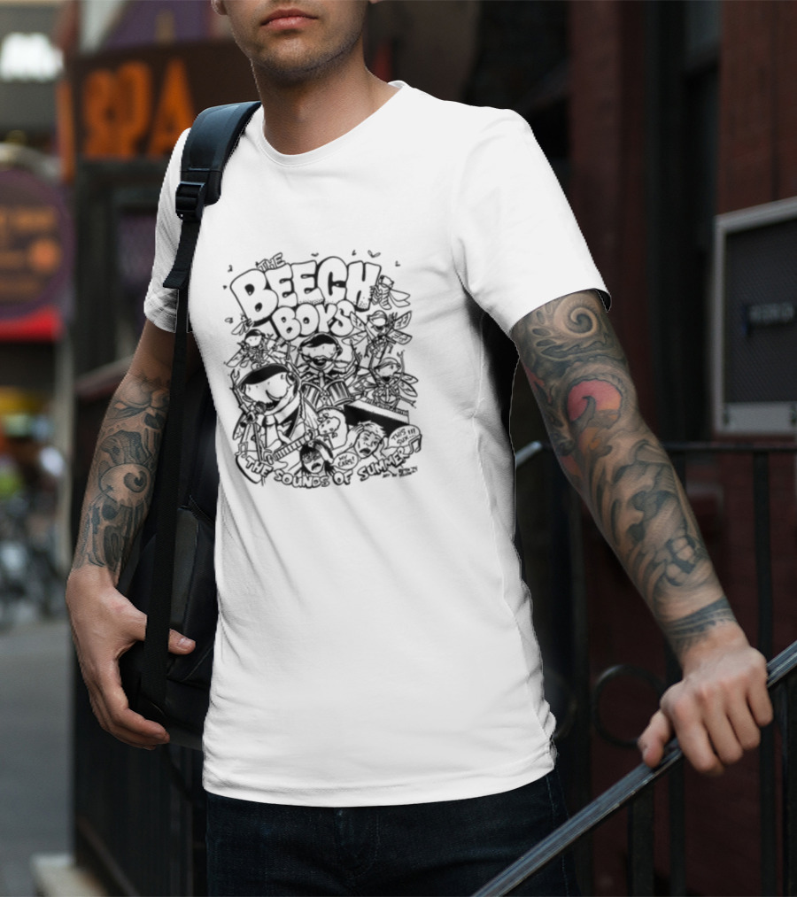 The Beech Boys Cartoon Band Summer Fun Tropical Vibes T-Shirt