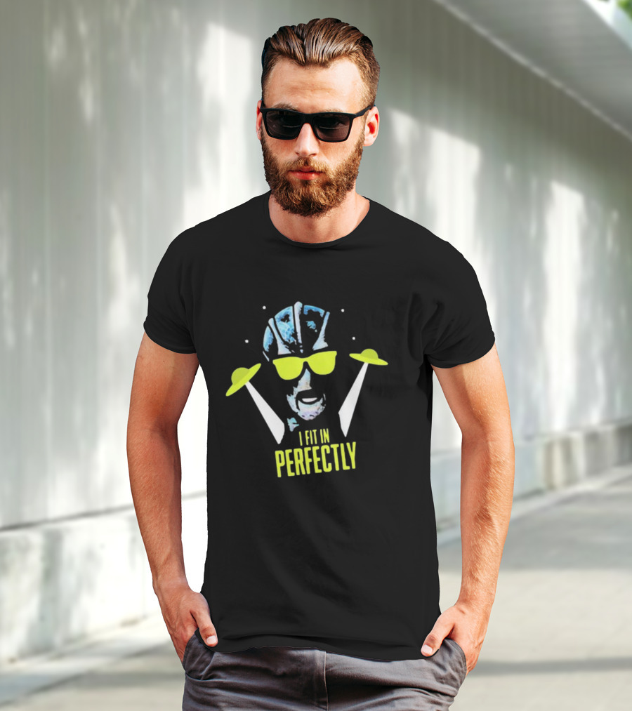 I Fit In Perfectly Alien With Sunglasses And UFOs T-Shirt