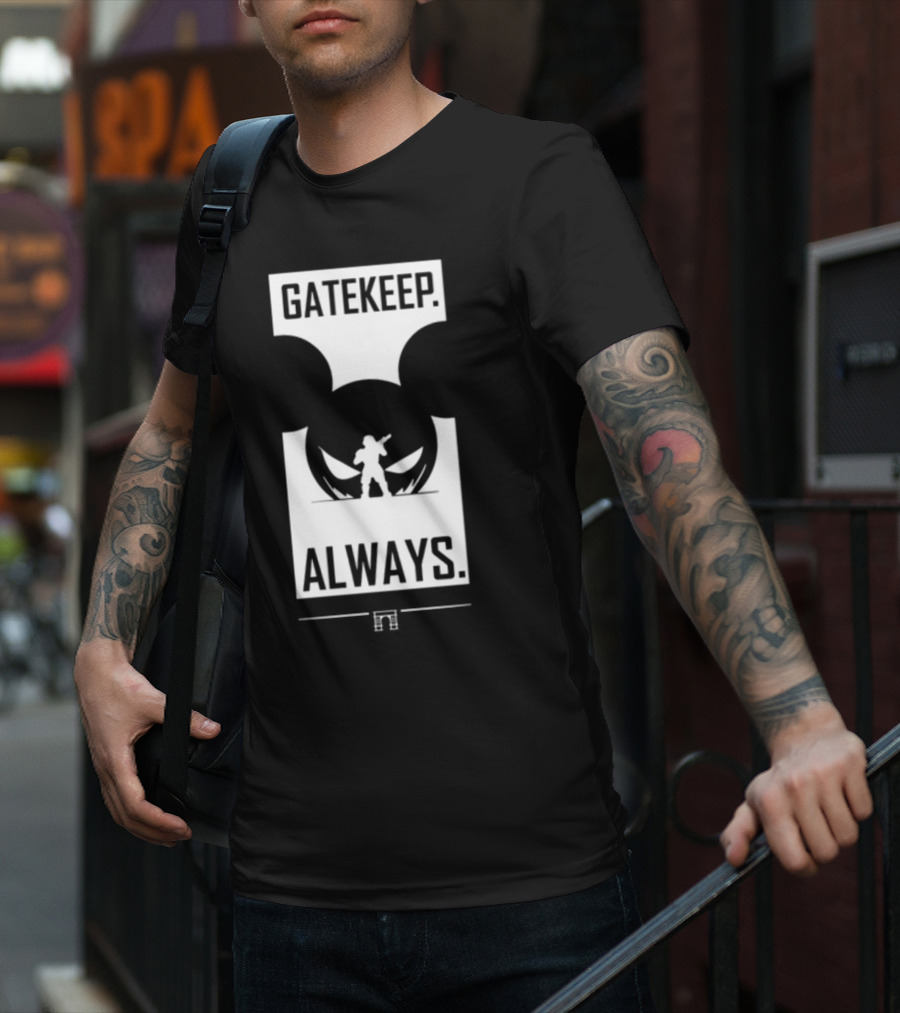 Wbsapparel Gatekeep Always Silhouette With Mickey Ears T-Shirt