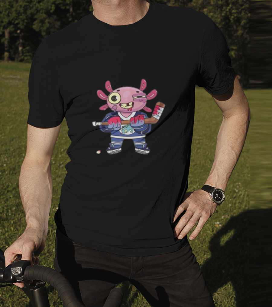 Axolotl Hockey Player With Stick And Puck T-Shirt