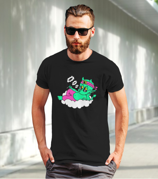 Supermega Funny Brothers Devils Lettuce Smoking Cartoon Demon Cloud T-Shirt