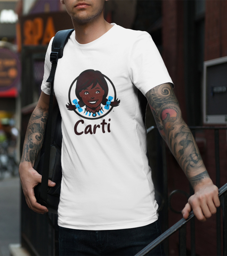 Wendy's Carti Dark Hair Blue Bow Circular T-Shirt