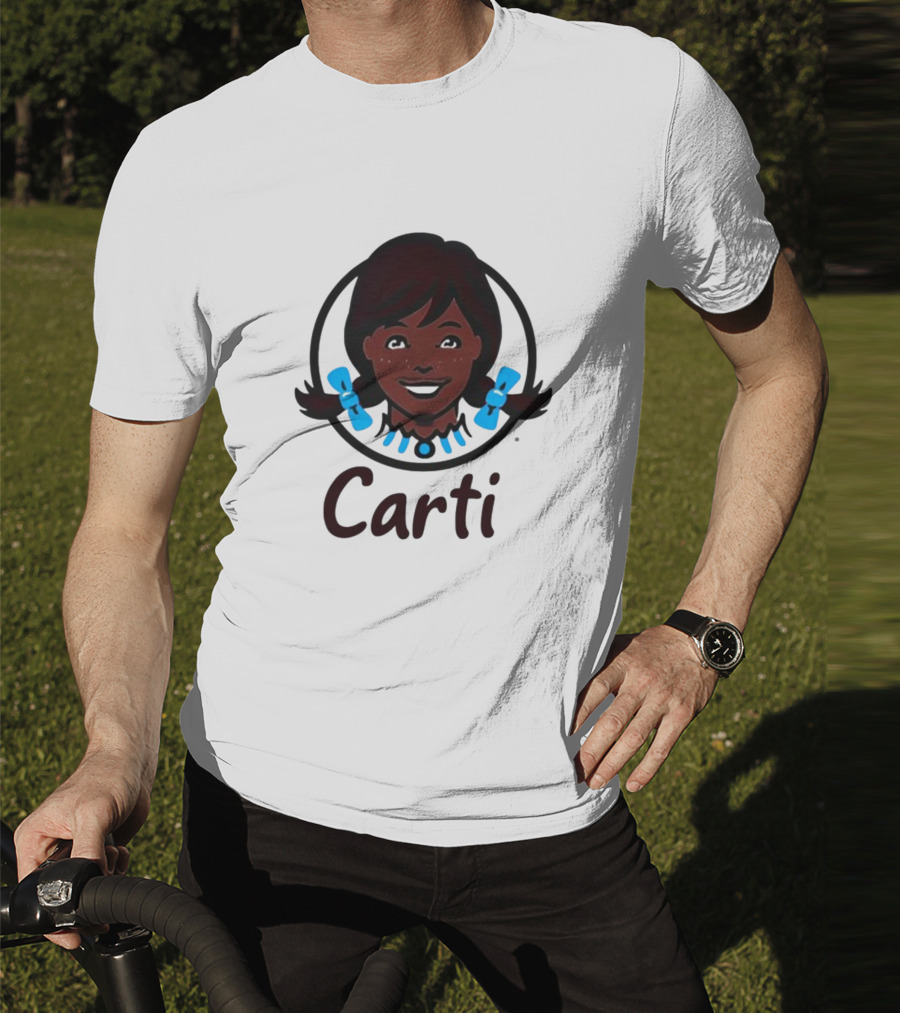 Wendy's Carti Dark Hair Blue Bow Circular T-Shirt