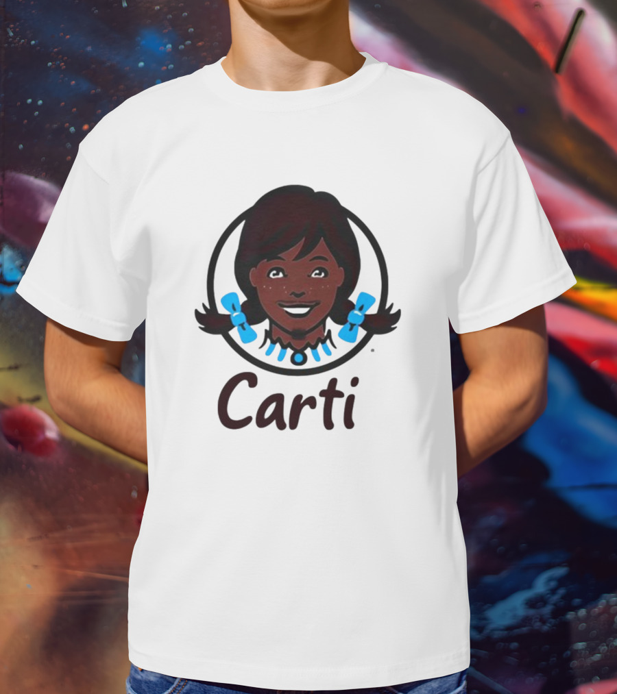 Wendy's Carti Dark Hair Blue Bow Circular T-Shirt