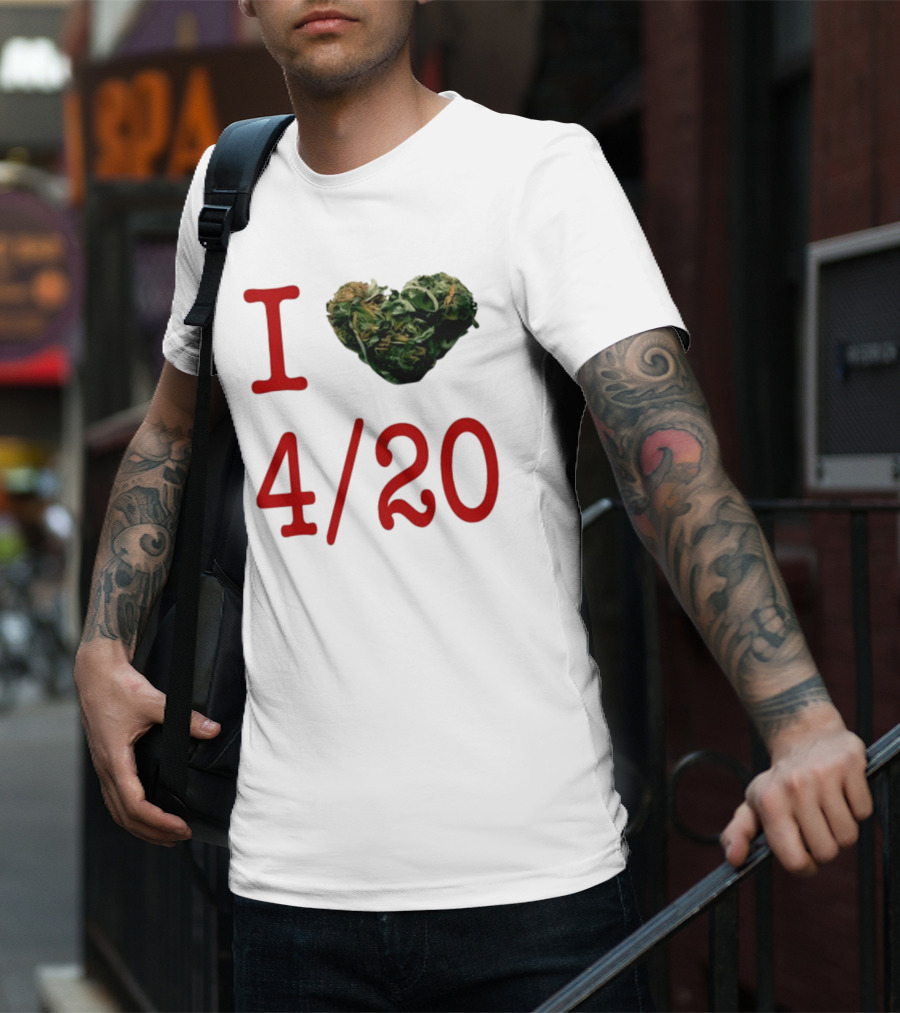 I Love 420 Day Heart Made Of Cannabis T-Shirt