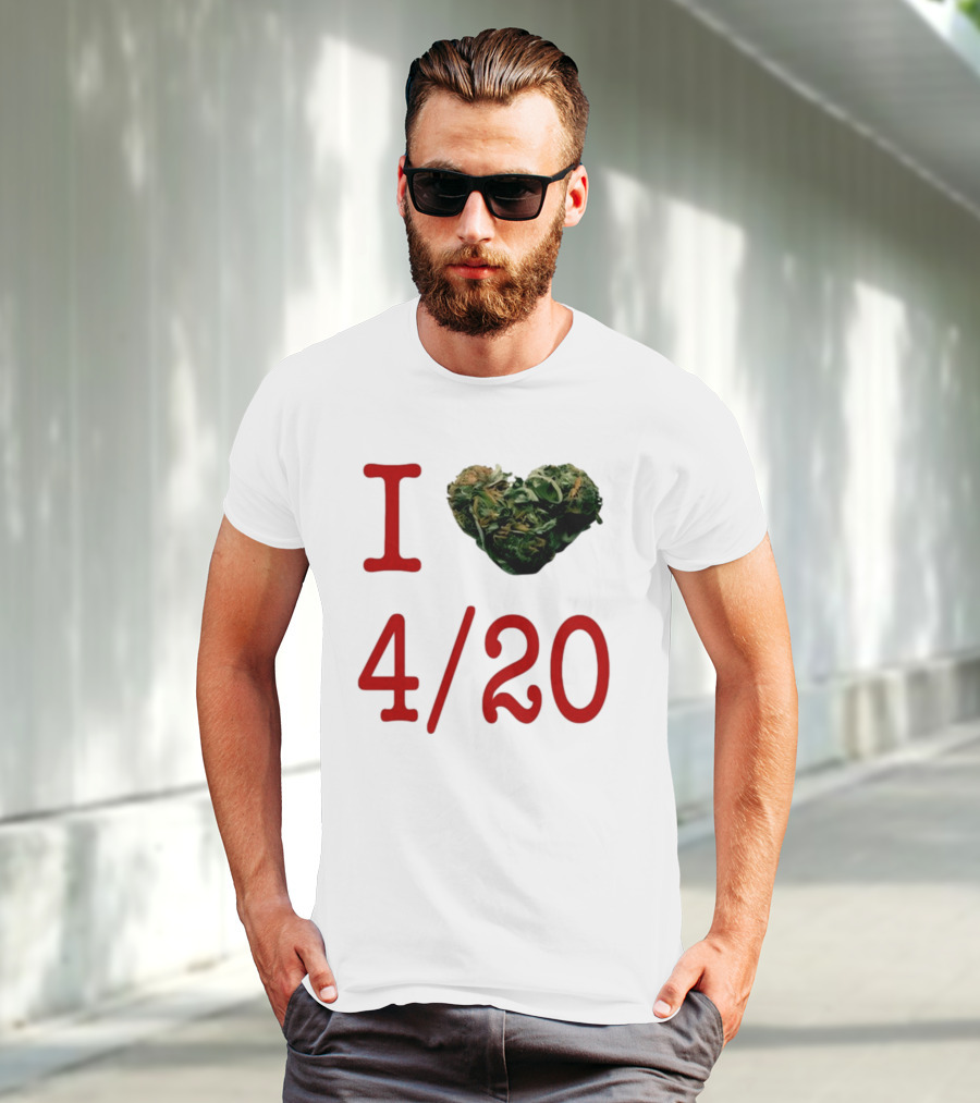 I Love 420 Day Heart Made Of Cannabis T-Shirt