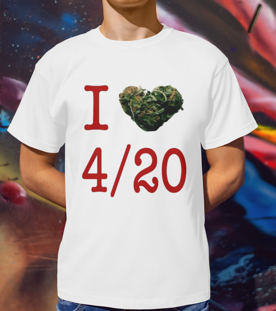 I Love 420 Day Heart Made Of Cannabis T-Shirt