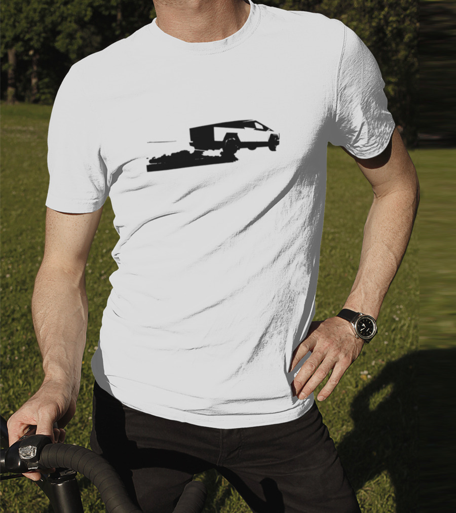 Cybertruck Foundation Monochrome Outline Futuristic Vehicle T-Shirt