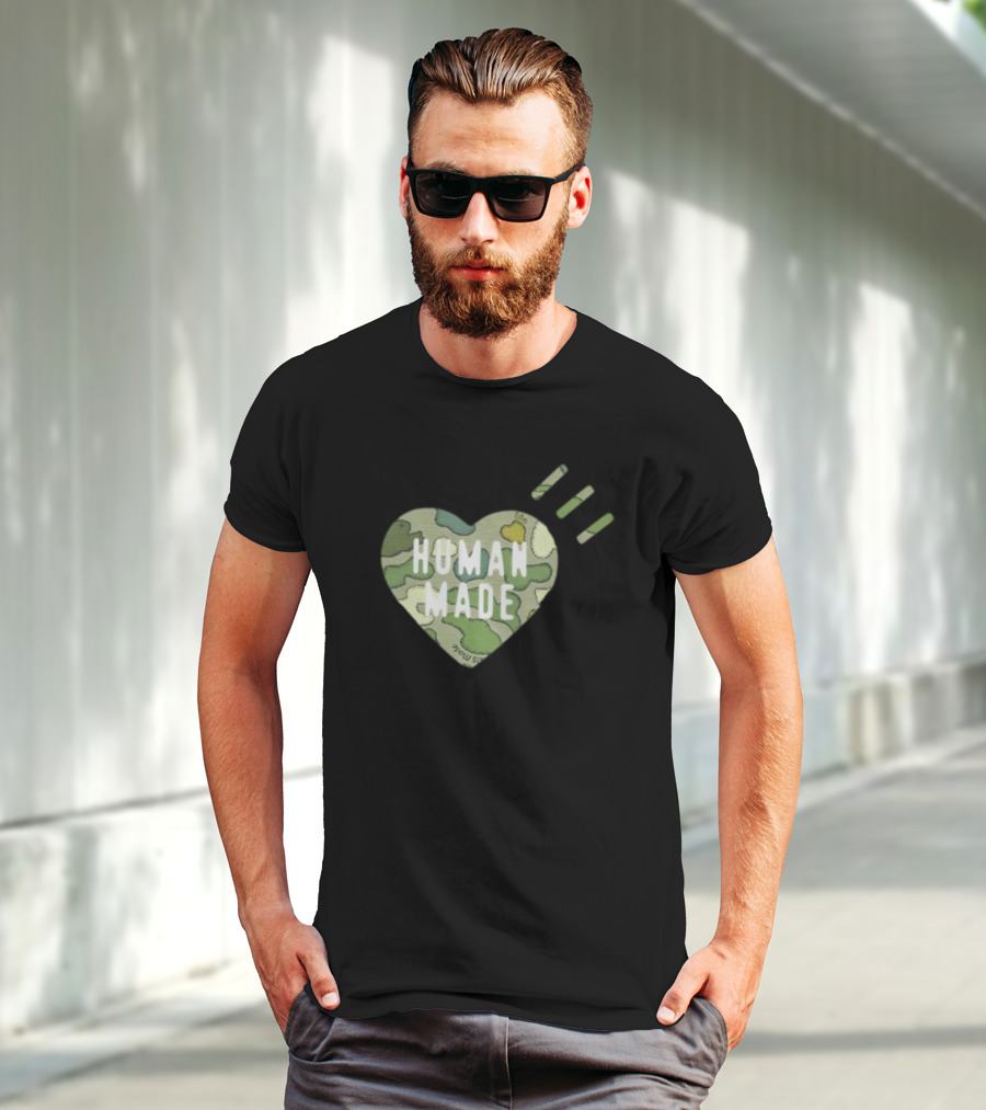 HUMAN MADE Camo Heart Kaws Collaboration T-Shirt
