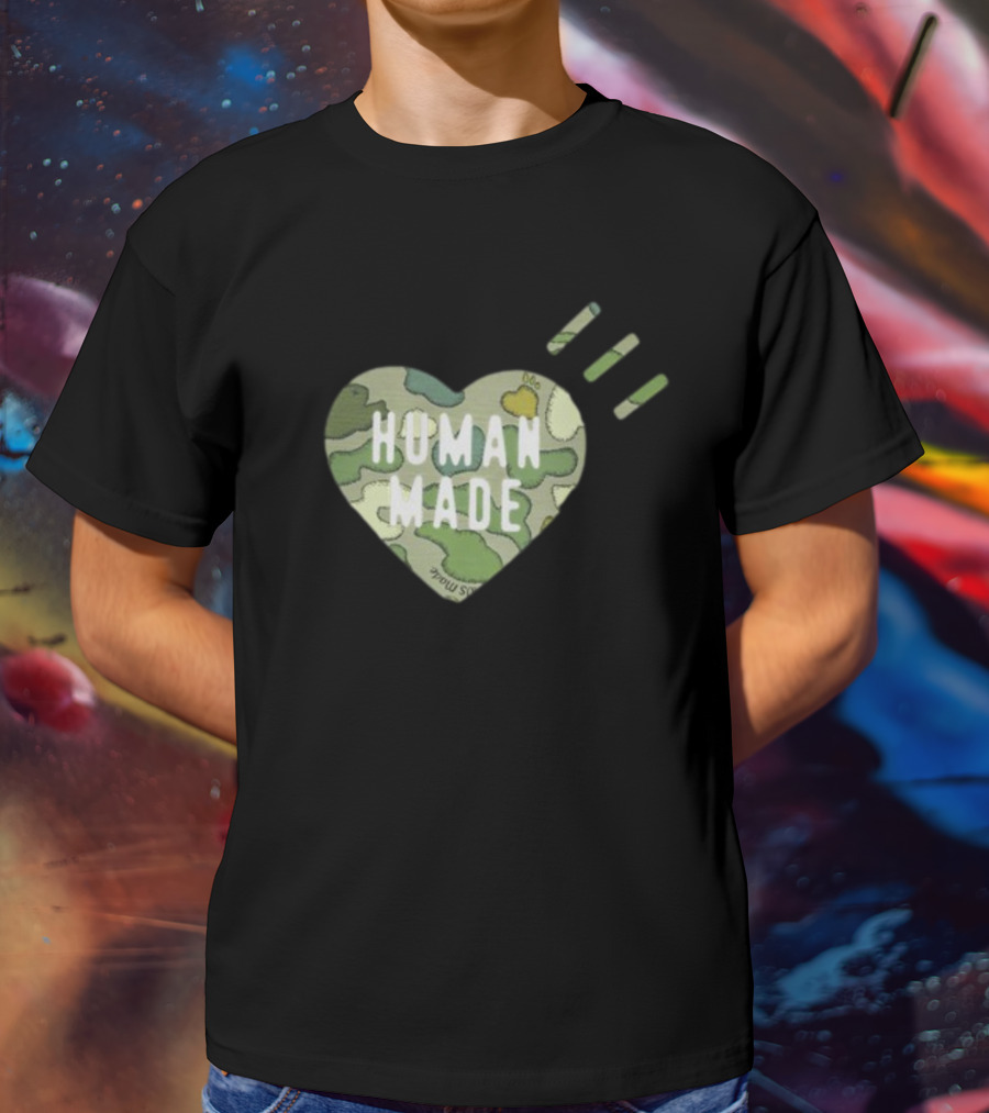 HUMAN MADE Camo Heart Kaws Collaboration T-Shirt