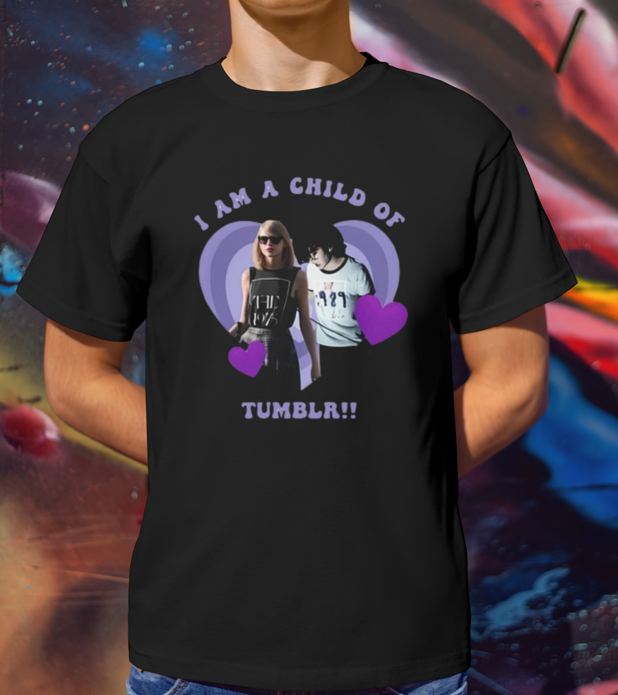 I AM A CHILD OF TUMBLR Taylor Swift Heart Duo With Purple Hearts T-Shirt