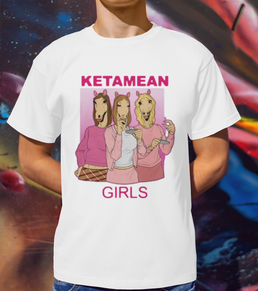 Ketamean Girls Horse Head Trio In Pink Outfits T-Shirt
