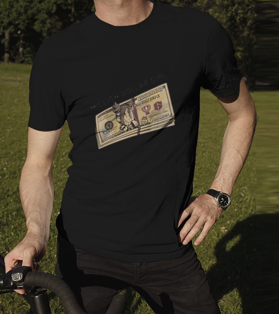 Million Dollar Girl Cartoon Stack Of Cash Capitalism Vulture Currency T-Shirt