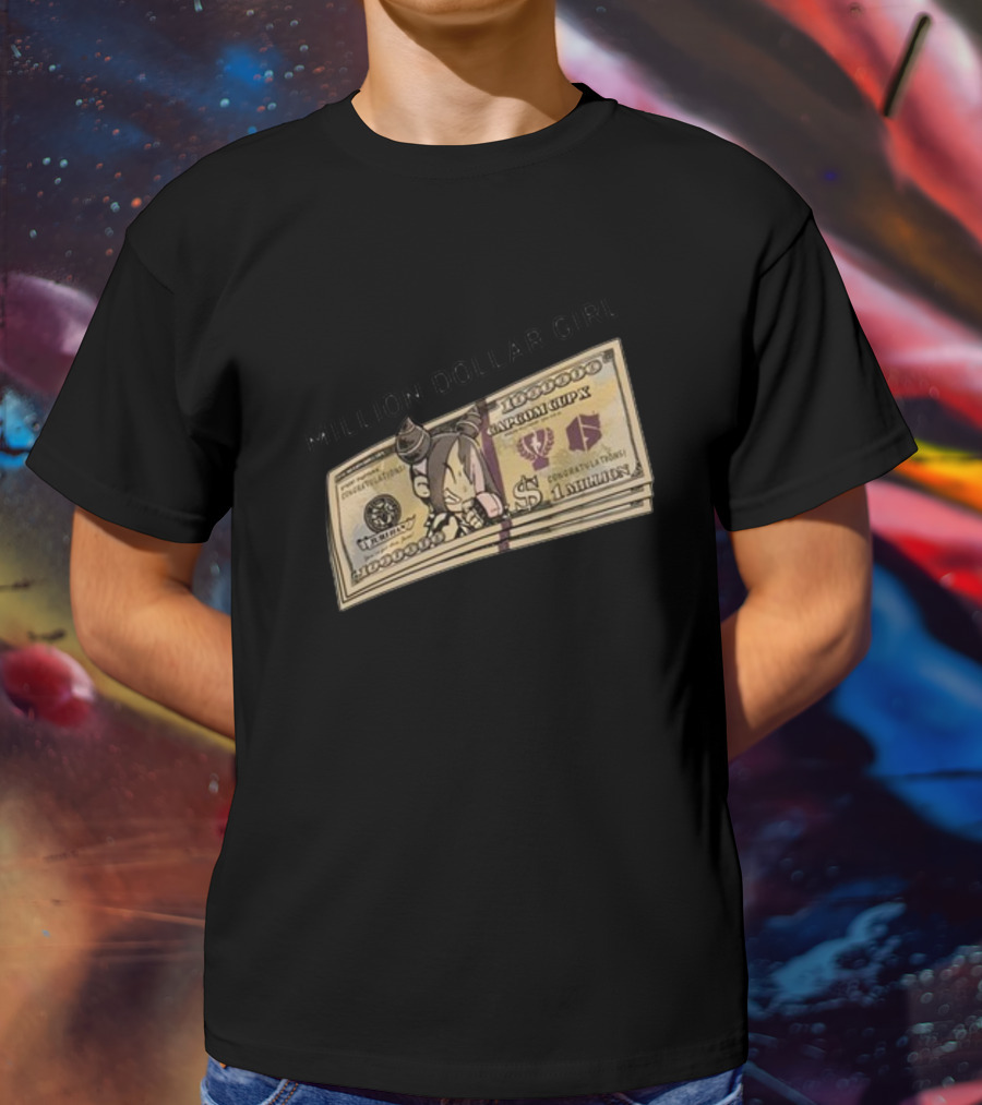 Million Dollar Girl Cartoon Stack Of Cash Capitalism Vulture Currency T-Shirt