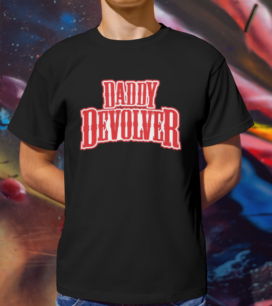 Daddy Devolver Red Western Typography T-Shirt