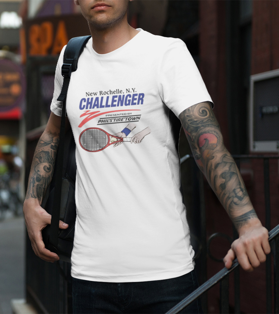 New Rochelle NY Challenger Tennis Tournament Blue Wrist Town T-Shirt