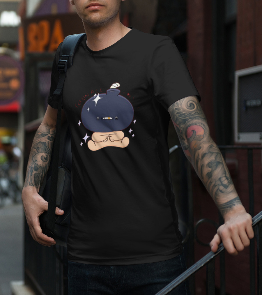Feelin Alil Burnt Out Ghoulshack Bomb Character With Stars T-Shirt