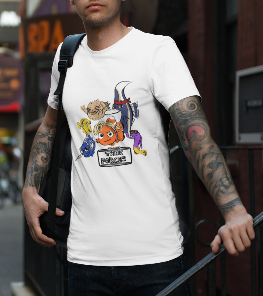 Sea Wars Tank Force Cartoon Fish Characters T-Shirt