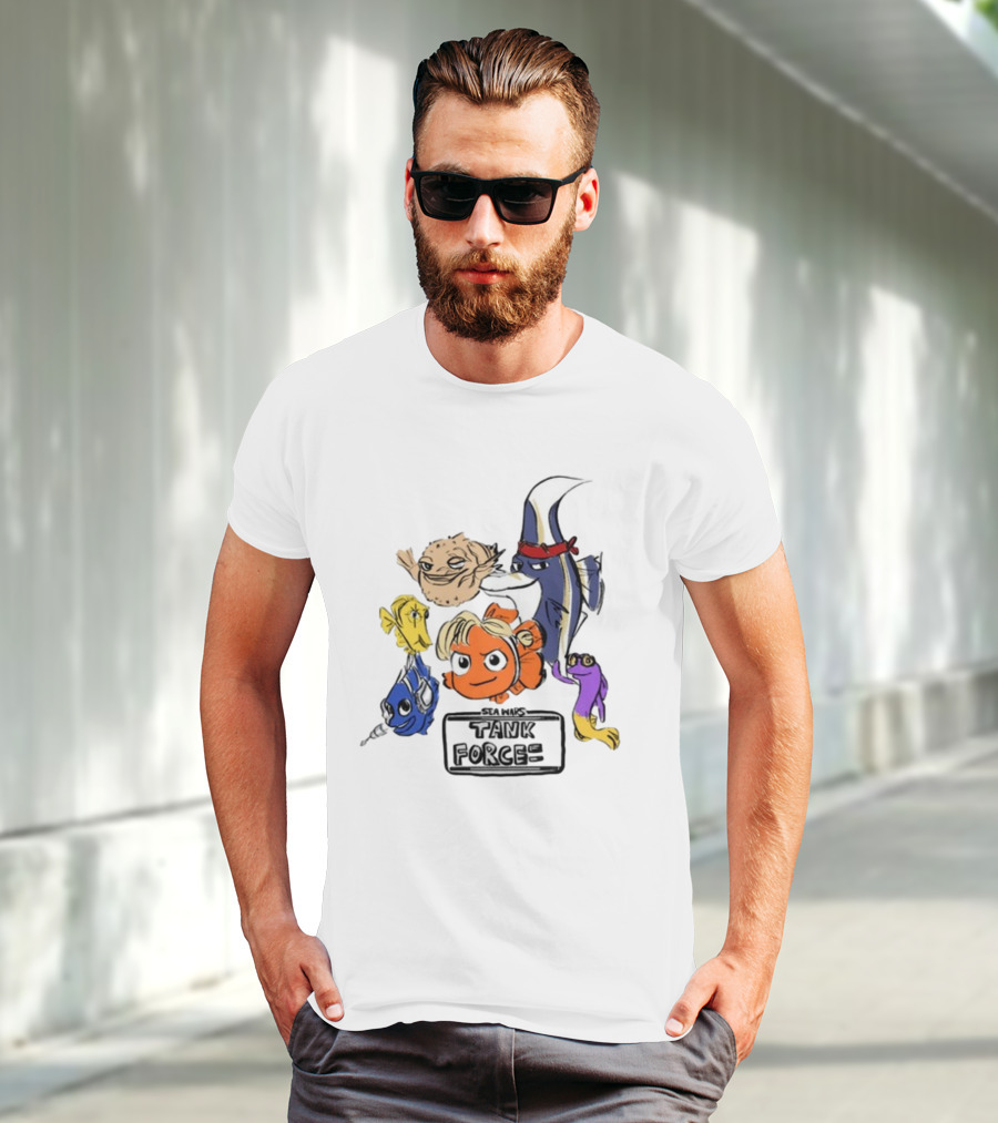 Sea Wars Tank Force Cartoon Fish Characters T-Shirt