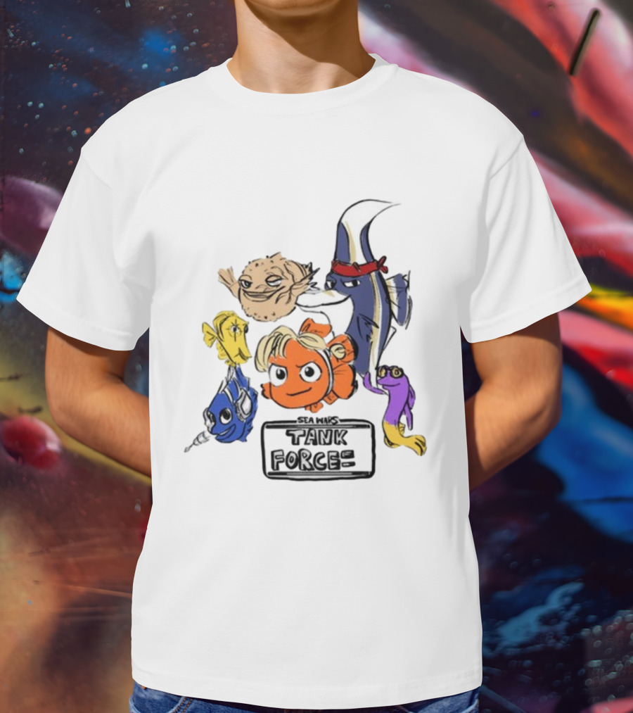 Sea Wars Tank Force Cartoon Fish Characters T-Shirt