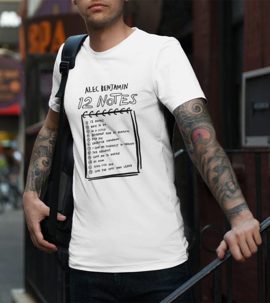 Alec Benjamin 12 Notes Album Tracklist Songs T-Shirt
