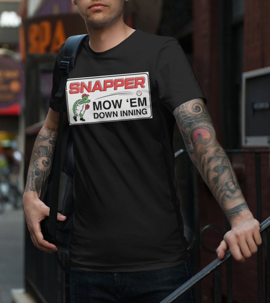 Snapper Mow 'Em Down Inning Baseball Turtle T-Shirt