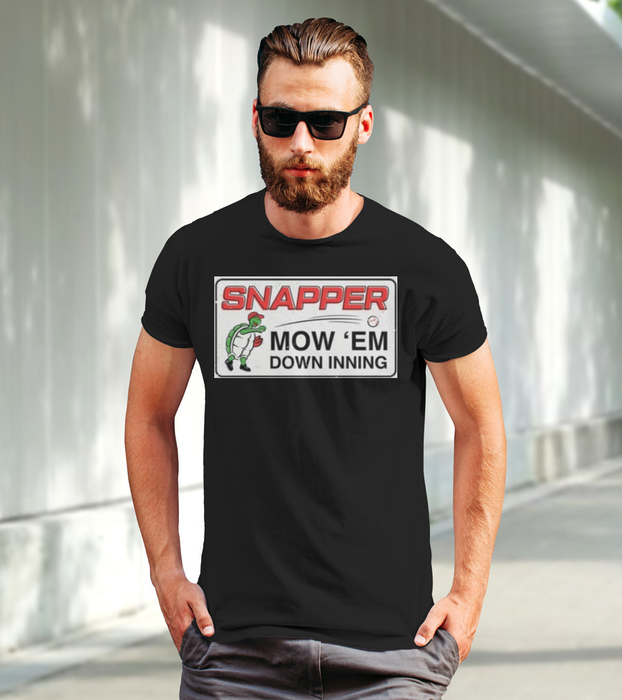 Snapper Mow 'Em Down Inning Baseball Turtle T-Shirt