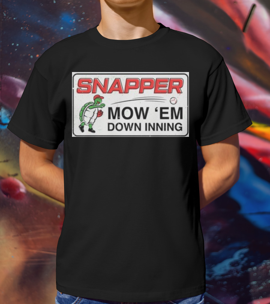 Snapper Mow 'Em Down Inning Baseball Turtle T-Shirt