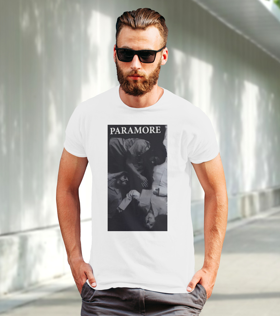 Paramore Black And White Band Photo Trio Lying Down T-Shirt