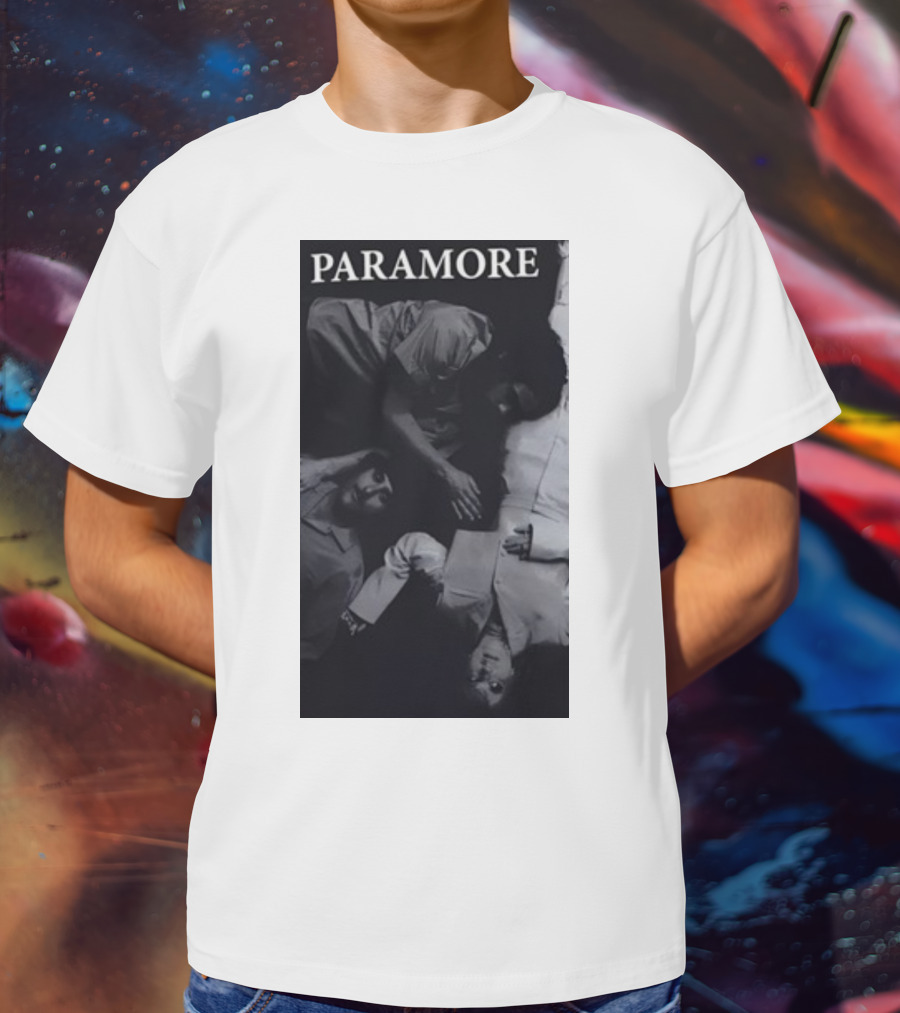 Paramore Black And White Band Photo Trio Lying Down T-Shirt