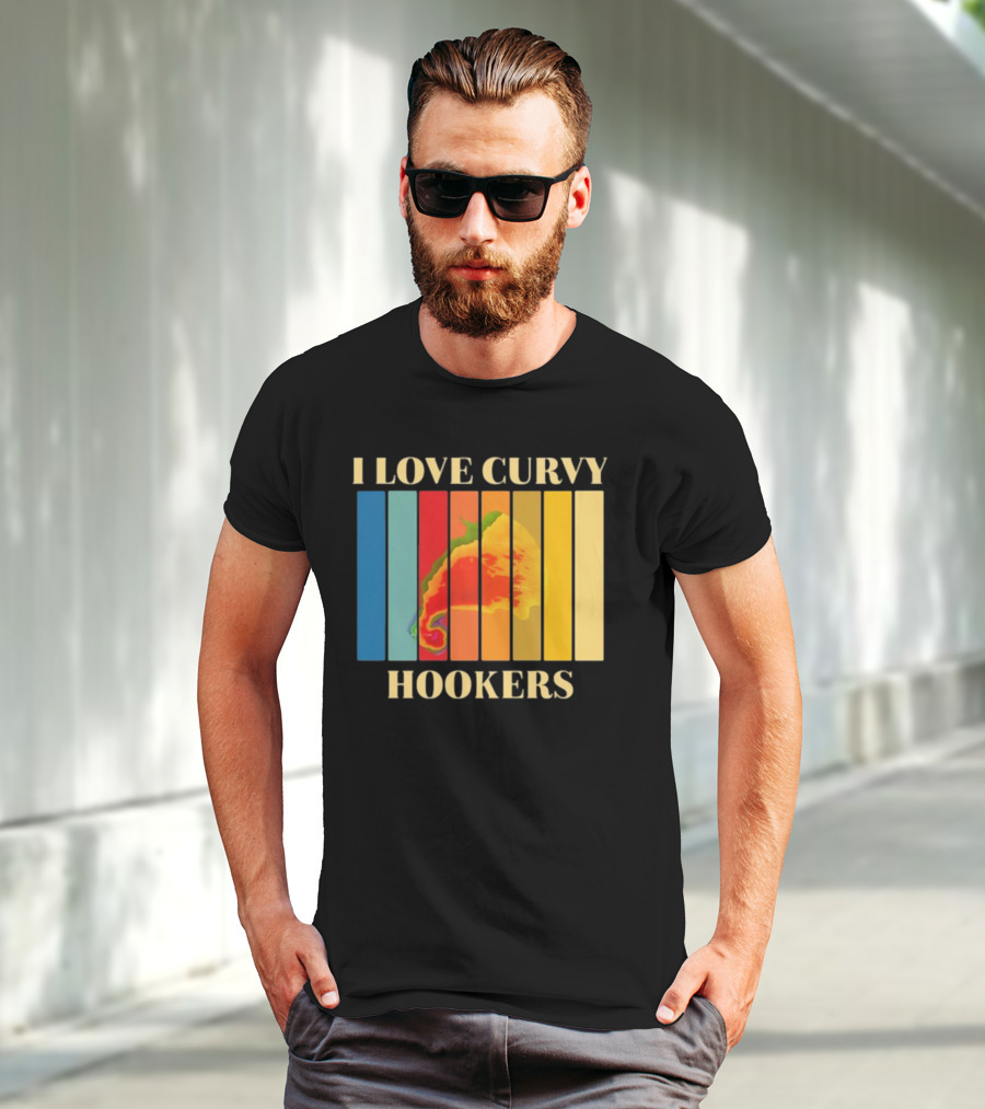 I Love Curvy Hookers Multicolored Abstract Stripes T-Shirt
