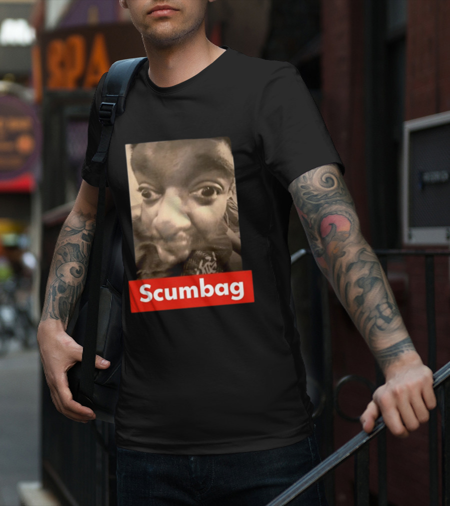 Scumbag Distorted Face Black And White Photo T-Shirt