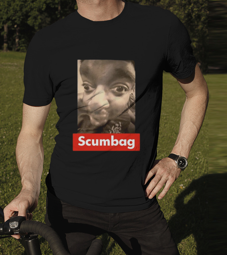 Scumbag Distorted Face Black And White Photo T-Shirt