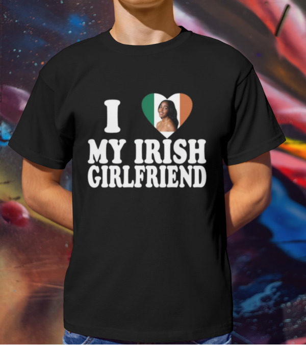 Luketaylorr I Love My Irish Girlfriend Irish Flag Heart Ayo Edebiri T-Shirt